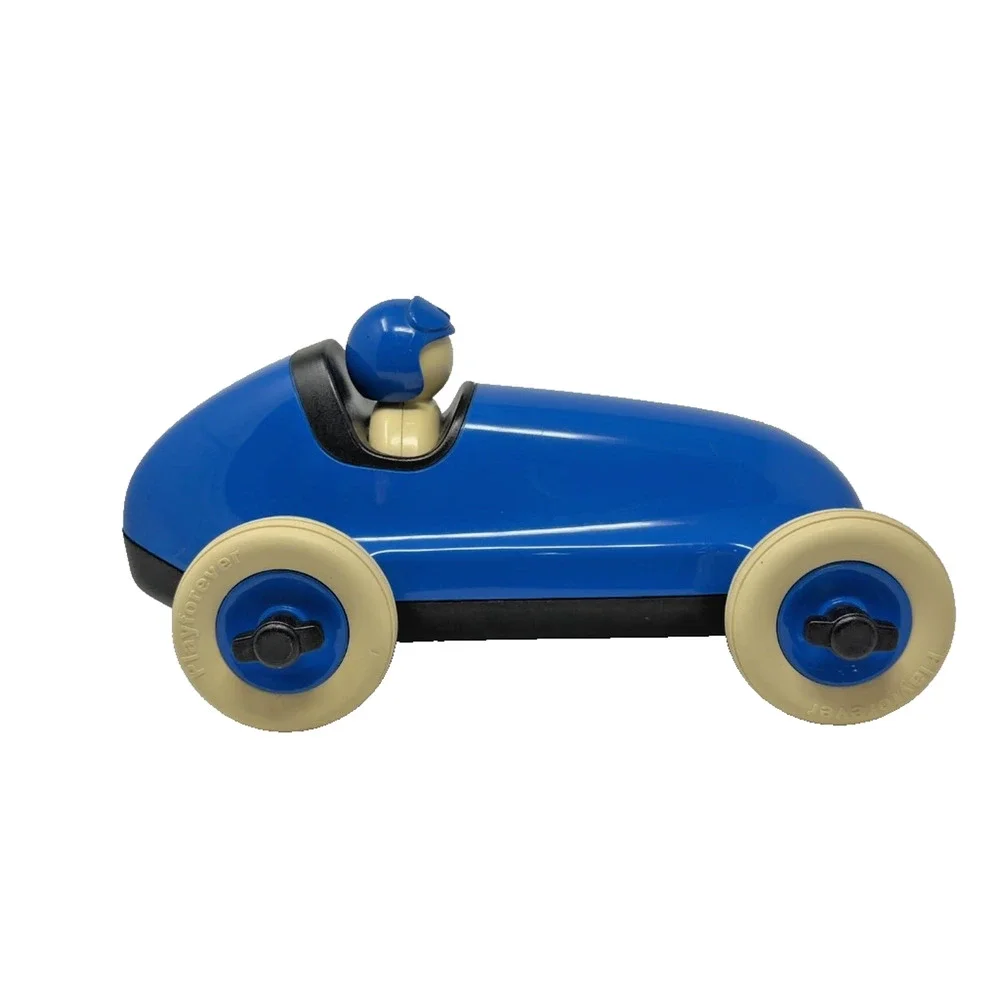 Playforever Blue Race Car Toy No. 3 with Driver Made in UK EUC